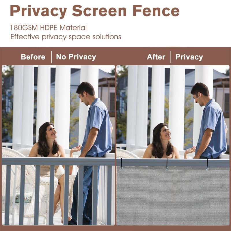 SUNNY GUARD 2.5/2.6/3/3.3/4/5/6/8 Balcony Privacy Screen Fence, Apartments Railing, Heavy Duty Wind Block Screen for Outdoor,Porch,Patio,Deck Privacy,3'x10' Brown-Greyï¼ˆWe Make Custom Sizesï¼‰ - Image 3
