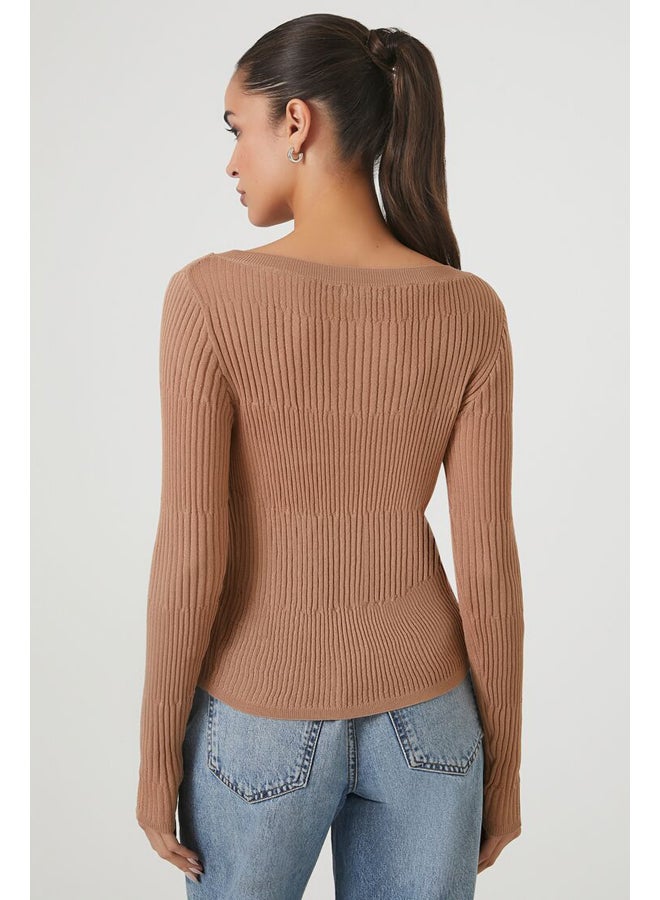 FOREVER 21 Fitted Ribbed Knit Sweater Top - Image 4