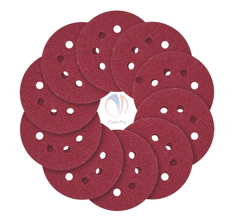 Mass Pro 10PCS 5" Inch Sanding Discs, 8 Holes Hook and Loop Sandpaper, Random Orbital Sander Round Sand Paper, 125mm Sandpaper Sheets (Grit No. 320) - Image 1