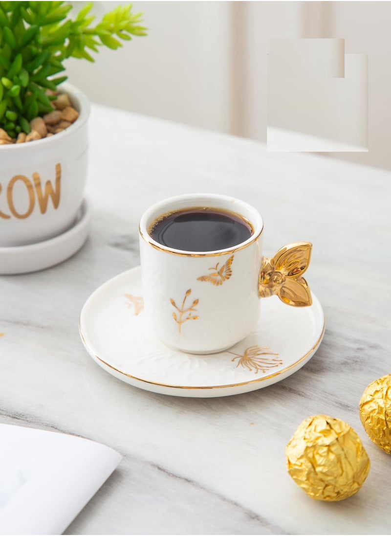 MARBLE - Porcelain coffee set 12 pieces with white marble butterfly plate 8681930482368 - Image 1