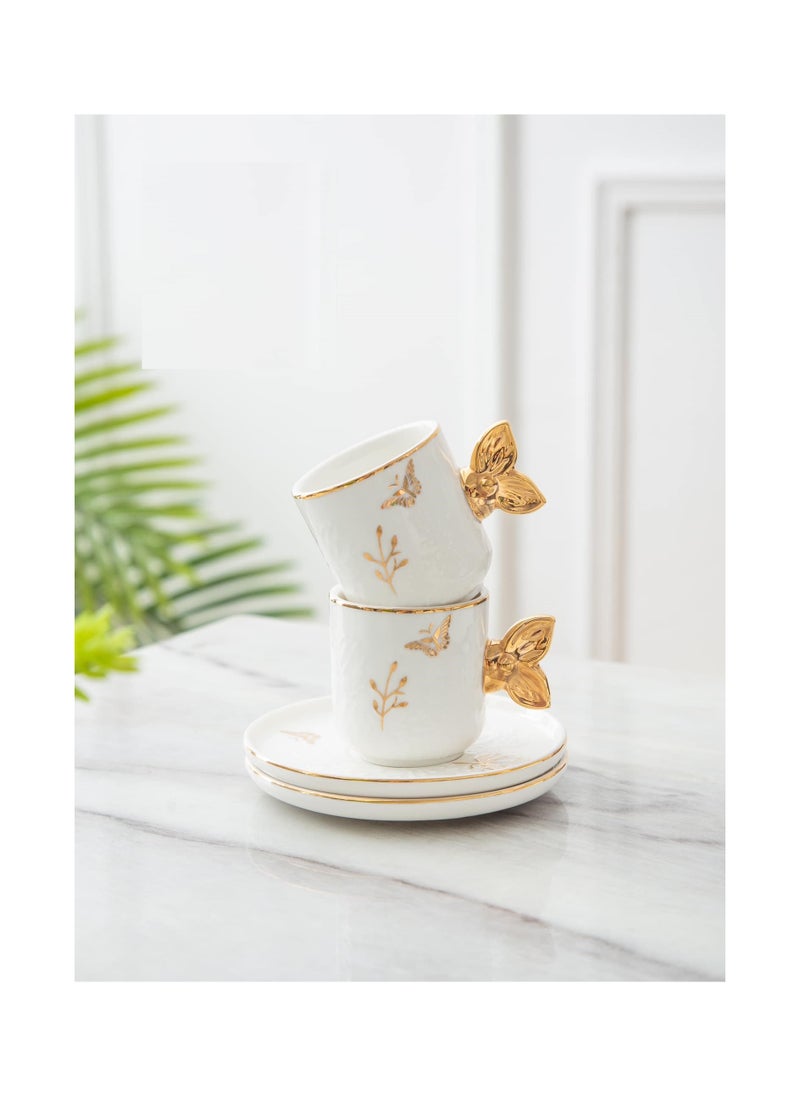 MARBLE - Porcelain coffee set 12 pieces with white marble butterfly plate 8681930482368 - Image 1