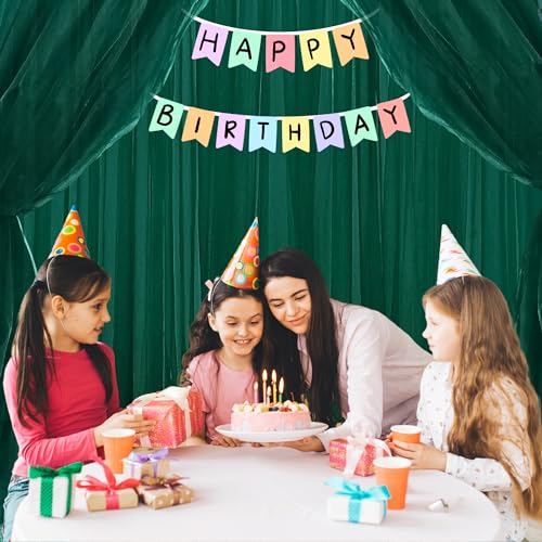 1iAM 4pcs Green Decoration Net Curtains - Large Size, Stitched with Ribbon, Nylon Made, Reusable, Soft, Wrinkled Free, 8.5x5ft Each, Backdrop Net for Birthday, Anniversary Party Decoration - Image 3