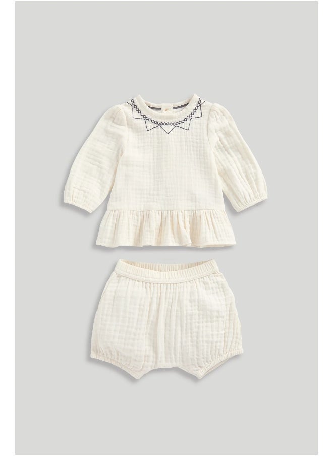 mothercare Muslin Top and Shorts Set  - Image 1