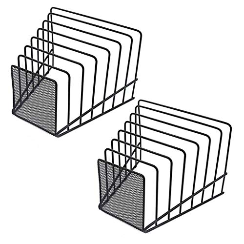 GoldOrcle 2 Pack Multi Step File Organizer Incline Desktop File Sorter Metal Wire Mesh Step File Letter Sorter, 7 Sections, Black - Image 2