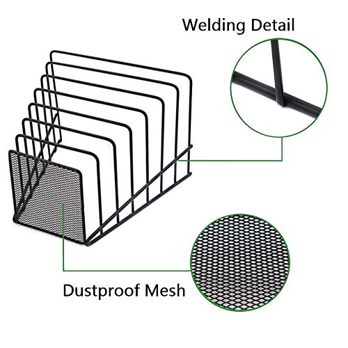 GoldOrcle 2 Pack Multi Step File Organizer Incline Desktop File Sorter Metal Wire Mesh Step File Letter Sorter, 7 Sections, Black - Image 4