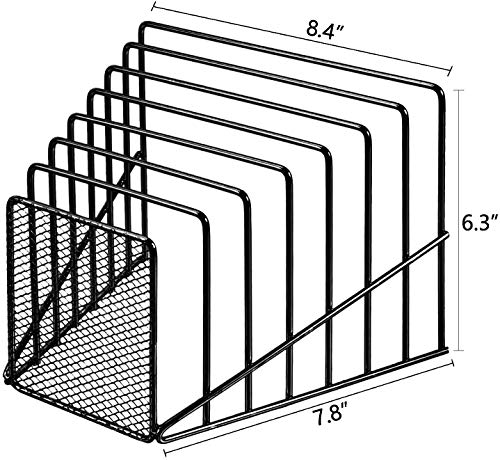 GoldOrcle 2 Pack Multi Step File Organizer Incline Desktop File Sorter Metal Wire Mesh Step File Letter Sorter, 7 Sections, Black - Image 3