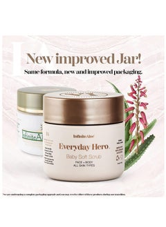 InfiniteAloe InfiniteAloe Everyday Hero Baby Soft Scrub - The Ultimate In Face & Body Exfoliation - Exfoliating Scrub for Face Scrub and Body Scrub in one, Aloe Body Scrub, Rosehip Oil Scrub, Scrub for Dry Skin, Hydrating and Exfoliating for the Ultimate Face & Body Scrub. Packaging Design May Vary. (1) 4oz  - Image 2