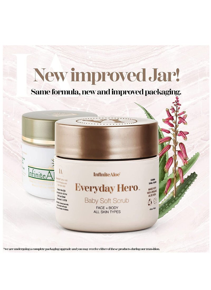 InfiniteAloe InfiniteAloe Everyday Hero Baby Soft Scrub - The Ultimate In Face & Body Exfoliation - Exfoliating Scrub for Face Scrub and Body Scrub in one, Aloe Body Scrub, Rosehip Oil Scrub, Scrub for Dry Skin, Hydrating and Exfoliating for the Ultimate Face & Body Scrub. Packaging Design May Vary. (1) 4oz  - Image 2