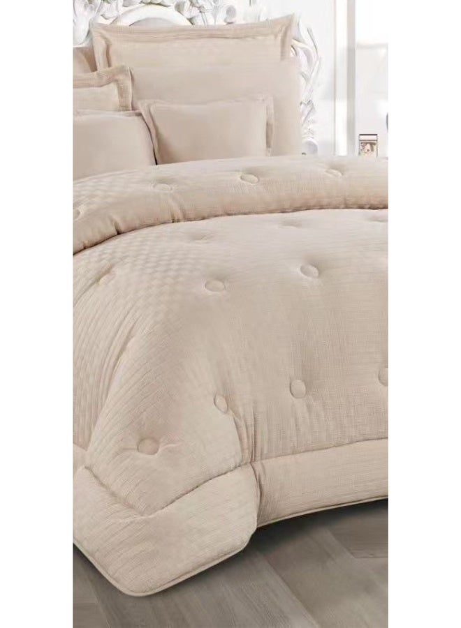 لوفيرا طقم مفرش نفرين ملكي لحاف قماش متين وناعم ونقشة عصرية 8 قطع مقاس 240*260 سم - Image 3