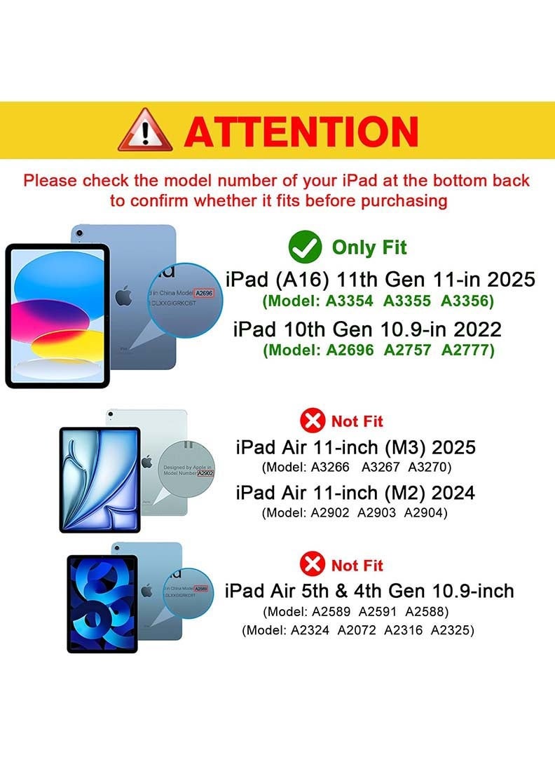 ثيودور جراب ذكي رفيع لجهاز iPad من الجيل الحادي عشر A16 (2025) مقاس 11 بوصة والجيل العاشر (2022) مقاس 10.9 بوصة - غطاء واقٍ خفيف الوزن مع حامل قلم، خاصية التشغيل/الإيقاف التلقائي، ظهر من مادة TPU ناعمة - بنفسجي - Image 2