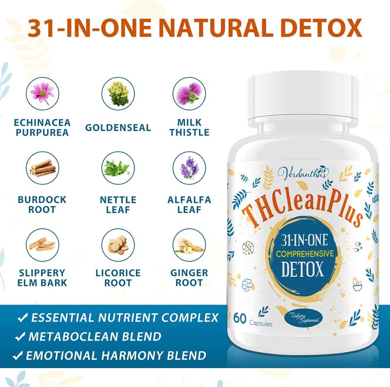 Verdanthus 31inONE Detox and Liver Cleanser Full Body Detoxification Toxins Cleaner for Liver Kidney Natural Herbal Formula Support Immune  Mood 60 Capsules - Image 3