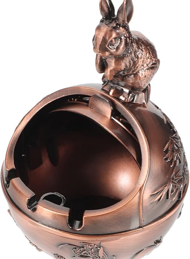 Vintage Rabbit Engraved Windproof Ashtray Sphere for Outdoor Patio Garden Office Home - Image 1