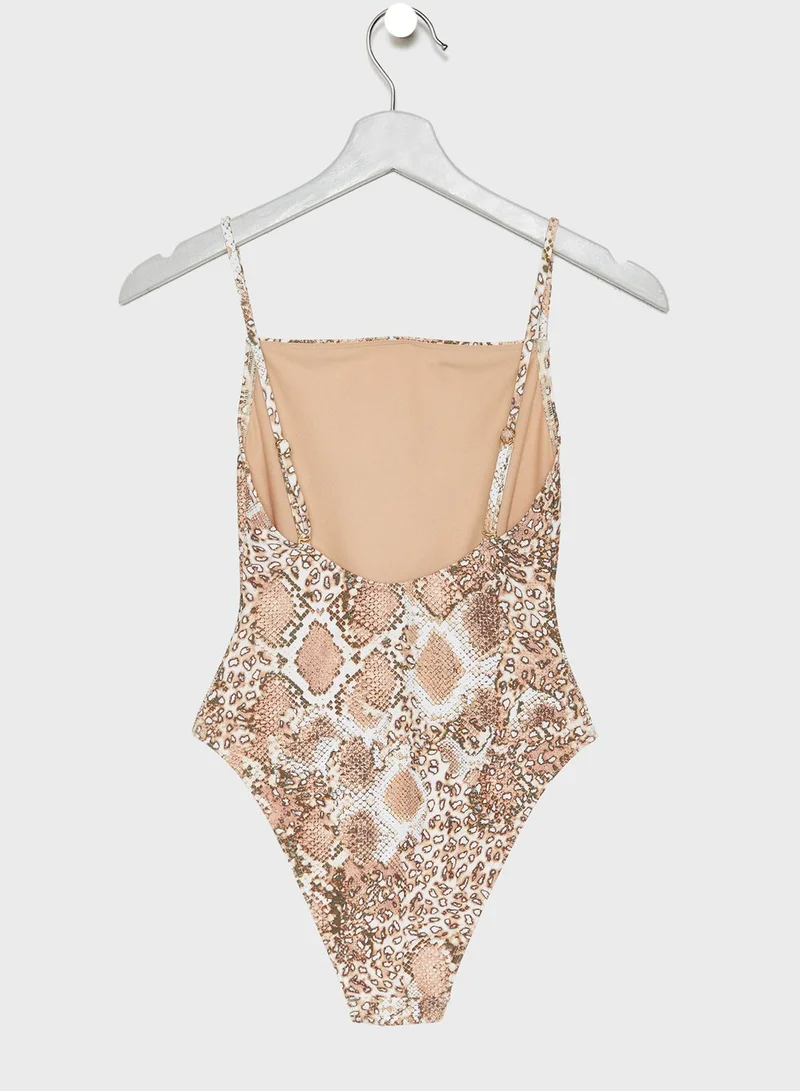 TOPSHOP Snake Print Swimsuit