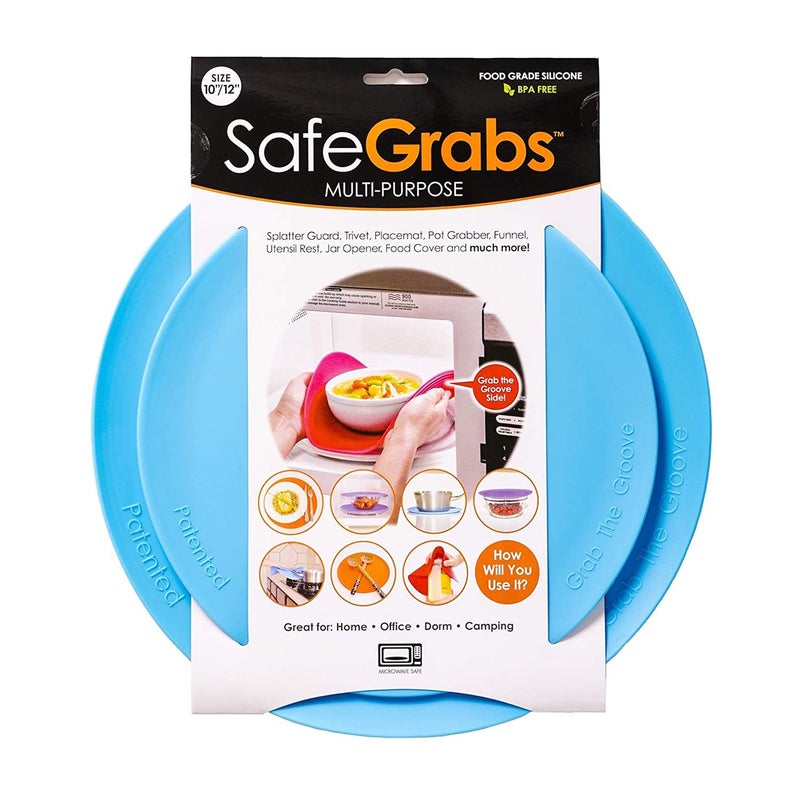 Safe Grabs Safe Grabs MultiPurpose Silicone Original Microwave Mat from Shark Tank  Splatter Guard Trivet Hot Pad Pot Holder Kitchen Tool BPAFree Heat Resistant Dishwasher Safe Ocean Blue 