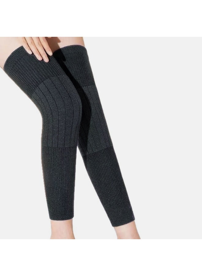 Unisex Winter Warm Thicken Cashmere Wool Knee Brace Support Pads Leg Warmers Thin Knee Sleeves for Men and Women Sports and Daily Wear (Dark Grey) - Image 2