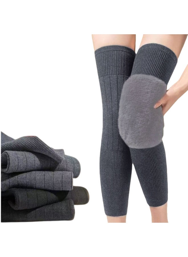 Unisex Winter Warm Thicken Cashmere Wool Knee Brace Support Pads Leg Warmers Thin Knee Sleeves for Men and Women Sports and Daily Wear (Dark Grey) - Image 1