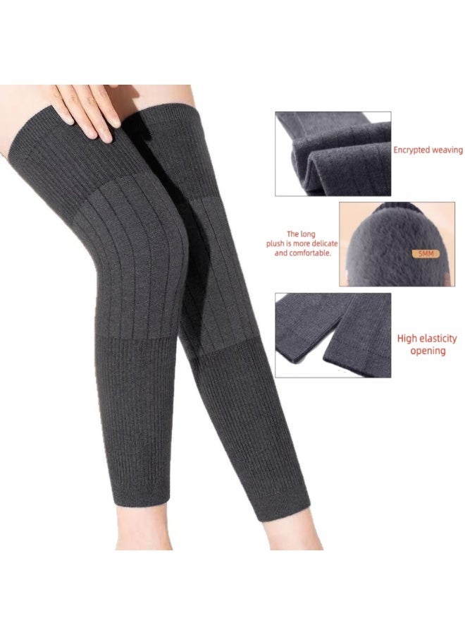 Unisex Winter Warm Thicken Cashmere Wool Knee Brace Support Pads Leg Warmers Thin Knee Sleeves for Men and Women Sports and Daily Wear (Dark Grey) - Image 3