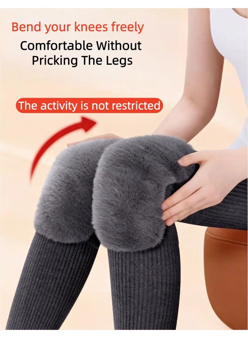 Unisex Winter Warm Thicken Cashmere Wool Knee Brace Support Pads Leg Warmers Thin Knee Sleeves for Men and Women Sports and Daily Wear (Dark Grey) - Image 4