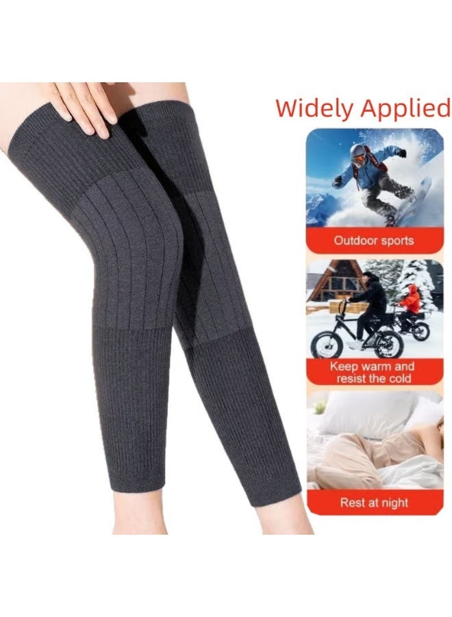 Unisex Winter Warm Thicken Cashmere Wool Knee Brace Support Pads Leg Warmers Thin Knee Sleeves for Men and Women Sports and Daily Wear (Dark Grey) - Image 5
