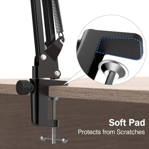 TECHBLAZE Professional Recording Microphone Stand For Condenser Mic Boom Suspension Scissor Arm stand Gaming Mic Stand Studio - Black - Image 5