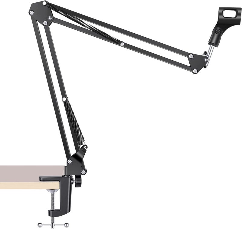 TECHBLAZE Professional Recording Microphone Stand For Condenser Mic Boom Suspension Scissor Arm stand Gaming Mic Stand Studio - Black - Image 1