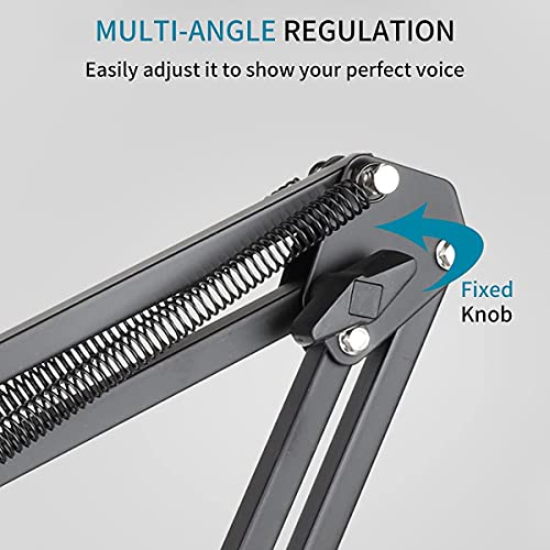 TECHBLAZE Professional Recording Microphone Stand For Condenser Mic Boom Suspension Scissor Arm stand Gaming Mic Stand Studio - Black - Image 2