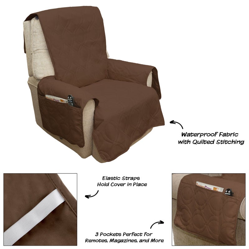 PETMAKER Chair Cover - 100% Waterproof Recliner Cover for Pets - Pet Furniture Protector with Non-Slip Straps and Storage Pockets by PETMAKER (Brown) - Image 3