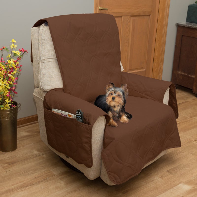 PETMAKER Chair Cover - 100% Waterproof Recliner Cover for Pets - Pet Furniture Protector with Non-Slip Straps and Storage Pockets by PETMAKER (Brown) - Image 4