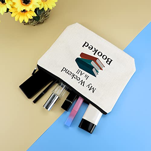 Mikela Book Lover Gifts Makeup Bag Reading Books Club Bibliophile Book Worm Bookish Gift Librarian Gift Christmas Birthday Graduation Gifts for Books Lover Friends Teacher Student Cosmetic Bag Travel Pouch - Image 4