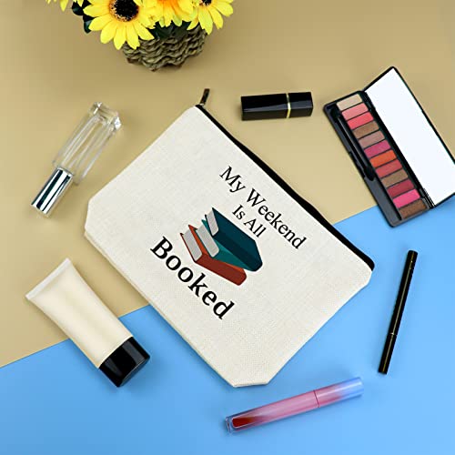 Mikela Book Lover Gifts Makeup Bag Reading Books Club Bibliophile Book Worm Bookish Gift Librarian Gift Christmas Birthday Graduation Gifts for Books Lover Friends Teacher Student Cosmetic Bag Travel Pouch - Image 3