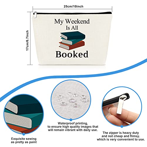 Mikela Book Lover Gifts Makeup Bag Reading Books Club Bibliophile Book Worm Bookish Gift Librarian Gift Christmas Birthday Graduation Gifts for Books Lover Friends Teacher Student Cosmetic Bag Travel Pouch - Image 2