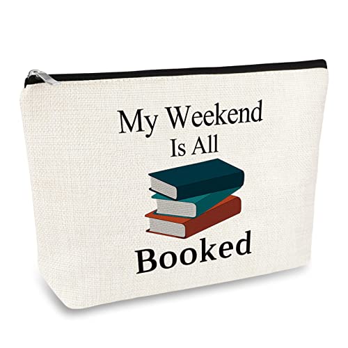 Mikela Book Lover Gifts Makeup Bag Reading Books Club Bibliophile Book Worm Bookish Gift Librarian Gift Christmas Birthday Graduation Gifts for Books Lover Friends Teacher Student Cosmetic Bag Travel Pouch - Image 1