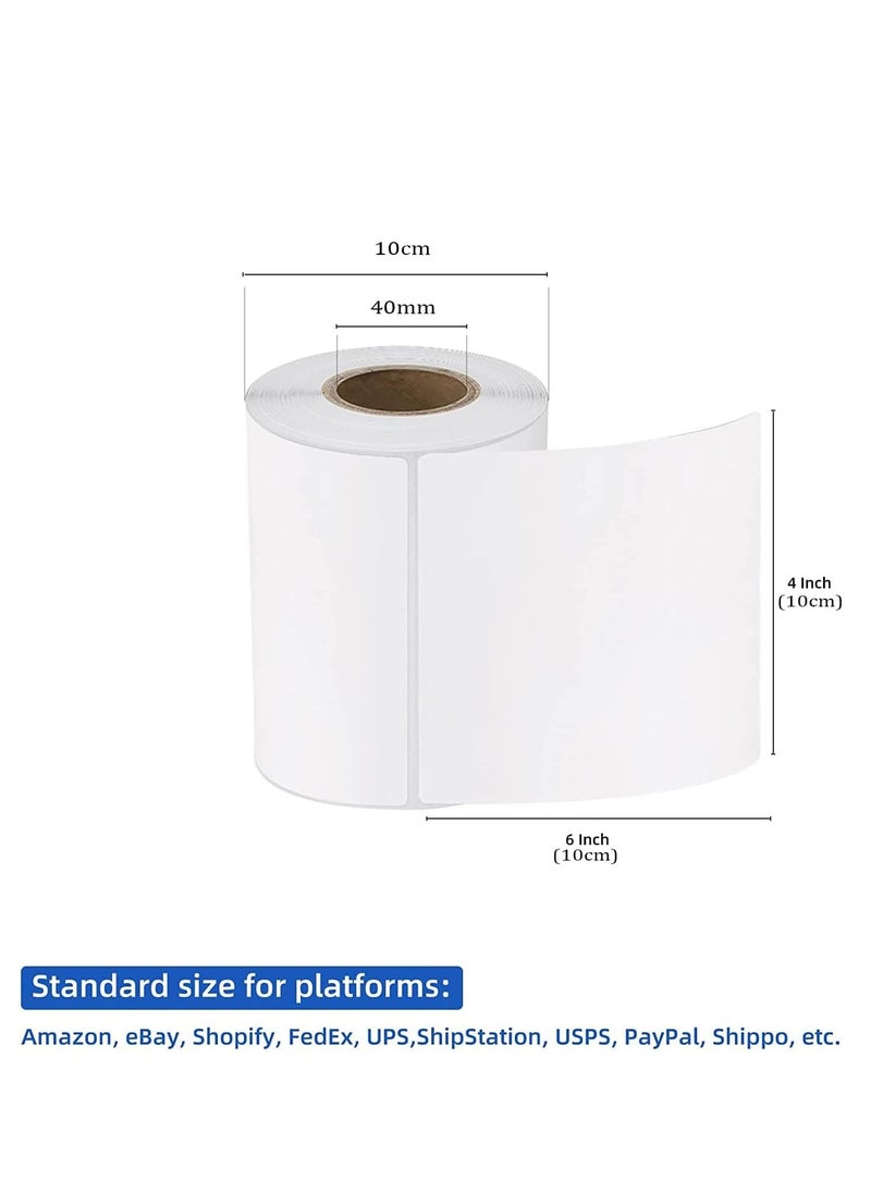 General - 2 Rolls 350 Labels Direct Thermal Labels Roll 4'' x 6'',  Direct Thermal Shipping Labels White Mailing Thermal Paper Rolls Barcode Labels, 10cm×15cm - Image 1