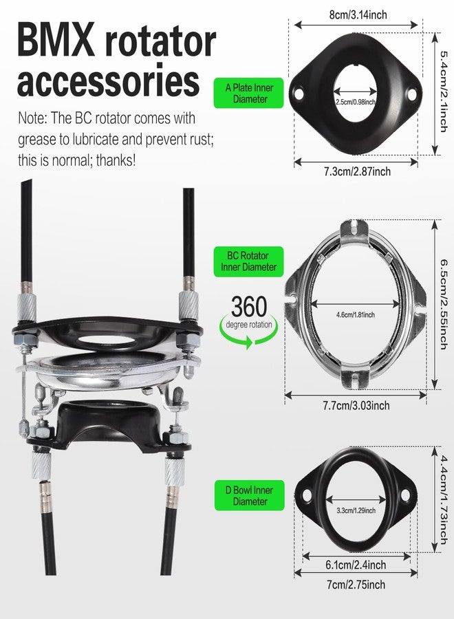 Gionfe BMX Bike Gyro Brake Cables Front + Rear (Upper + Lower) with Spinner Rotor Full Kit, BMX Bicycle Brake Lines Set Cable Wire & Housing Replacement for Most Gyro Systems and 20" Bikes, Professional - Image 4