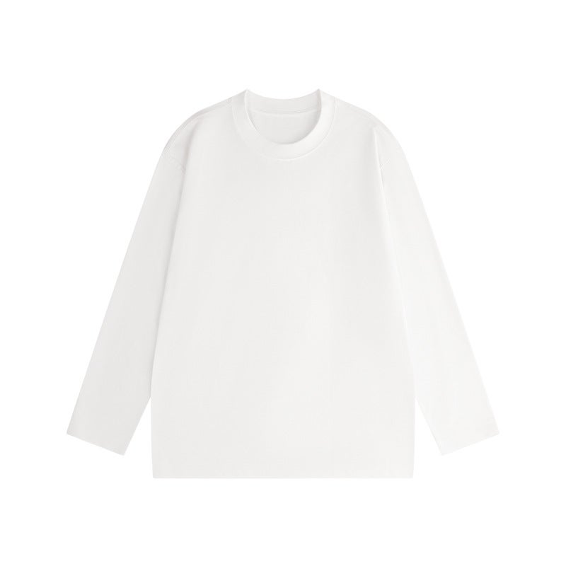 Mens Solid 230g Long Sleeve Tee Autumn Winter New White Loose Fit Crew Neck Shirt 230g-rock ash