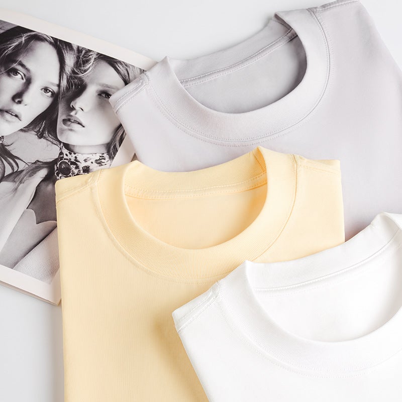 Mens Solid 230g Long Sleeve Tee Autumn Winter New White Loose Fit Crew Neck Shirt 230g-rock ash