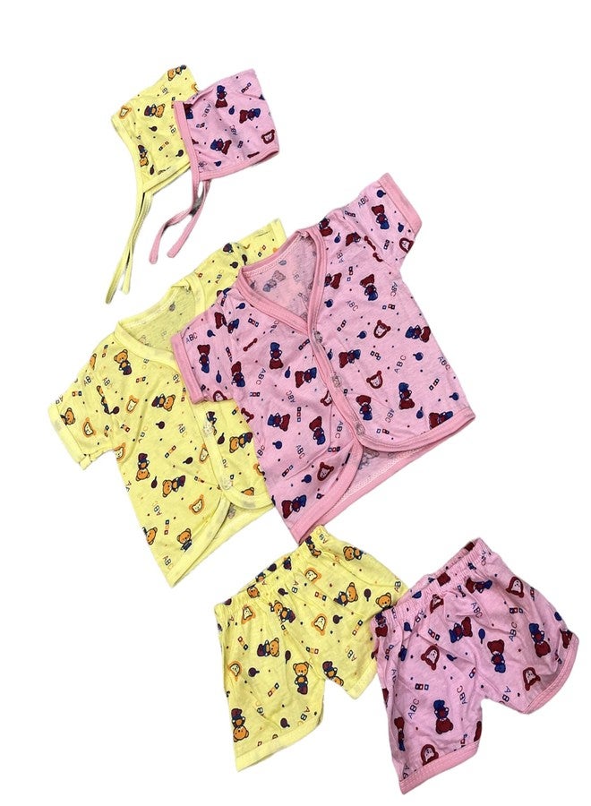 Teddyify New Born Baby Hosiery Cotton Jhabla Combo Set (Multicolors Available) (Pack of 1) - Image 1