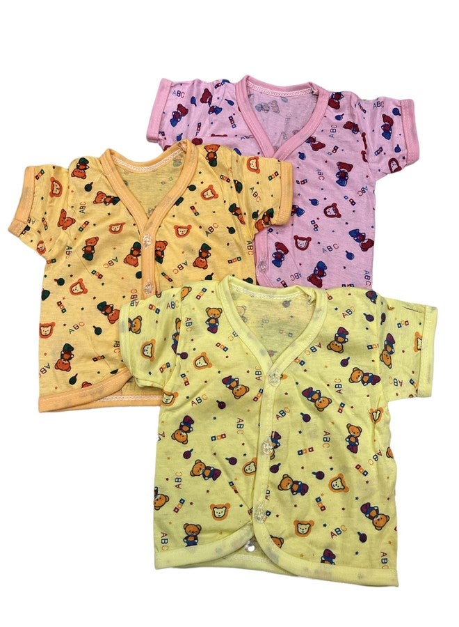 Teddyify New Born Baby Hosiery Cotton Jhabla Combo Set (Multicolors Available) (Pack of 1) - Image 3