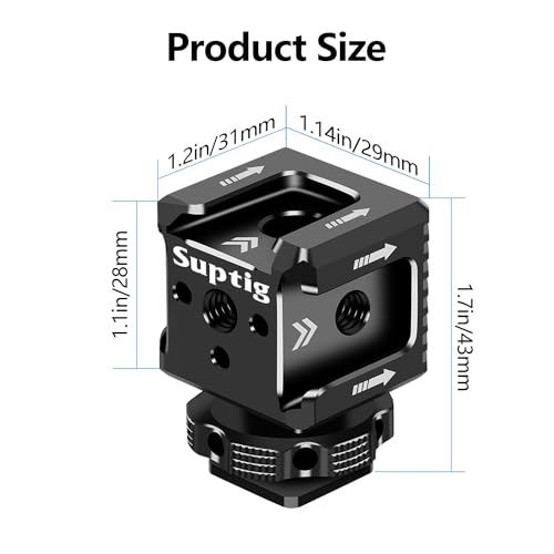 Suptig 3 Port Cold Shoe Mount with 1/4"-20 Thread for Camera Cage Flash LED Monitor Microphone etc. - Image 5