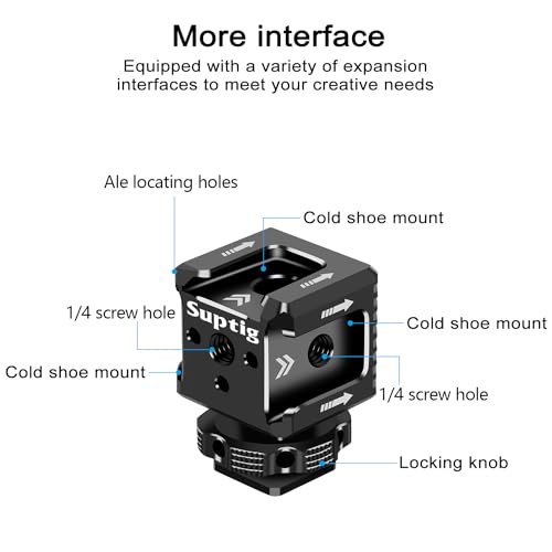Suptig 3 Port Cold Shoe Mount with 1/4"-20 Thread for Camera Cage Flash LED Monitor Microphone etc. - Image 3