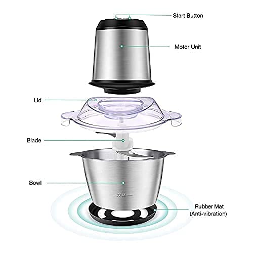 Gokich Gokich Stainless Steel Electric Meat Mixer Grinders with Bowl for Heavy Kitchen Food Chopper Mixer Meat Vegetables Onion Slicer Garlic Slicer Dicer Food Processor  - Image 2