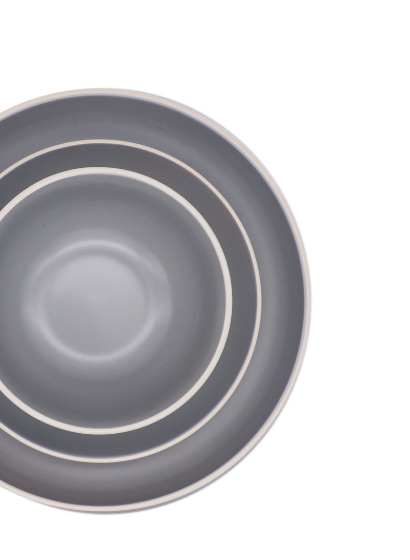 ايست من نون طقم أدوات مائدة من الخزف 18 قطعة لـ 6 أشخاص، يخدم 6 | أطباق وأوعية مطبخ، آمنة في غسالة الصحون والميكروويف، لون رمادي غير لامع، حواف متباينة - Image 4