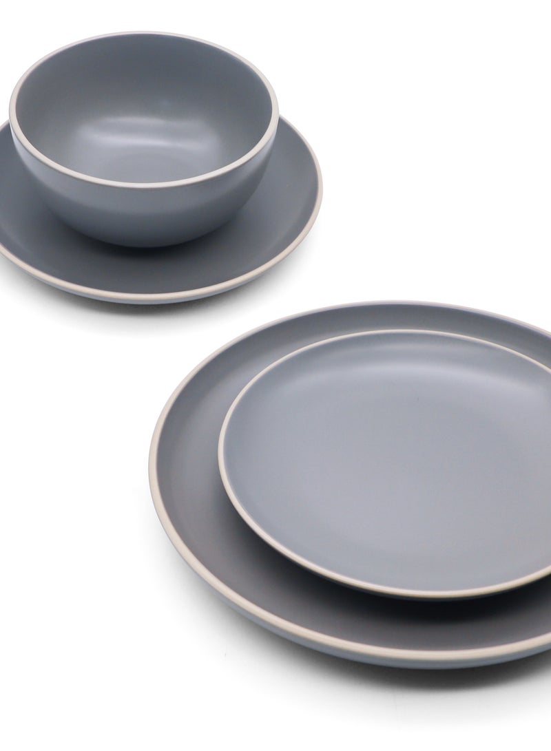 ايست من نون طقم أدوات مائدة من الخزف 18 قطعة لـ 6 أشخاص، يخدم 6 | أطباق وأوعية مطبخ، آمنة في غسالة الصحون والميكروويف، لون رمادي غير لامع، حواف متباينة - Image 5