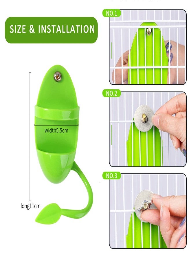 Mivofun 2pcs Pet Food Feeders for Bird Cage, Cuttlebone Holder, Plastic Storage Bowl Feeding Cup Birds Stand Racks for Budgies Parakeet Cockatiel Conure(Green) - Image 3