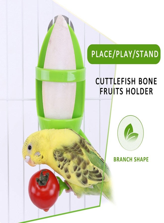 Mivofun 2pcs Pet Food Feeders for Bird Cage, Cuttlebone Holder, Plastic Storage Bowl Feeding Cup Birds Stand Racks for Budgies Parakeet Cockatiel Conure(Green) - Image 2