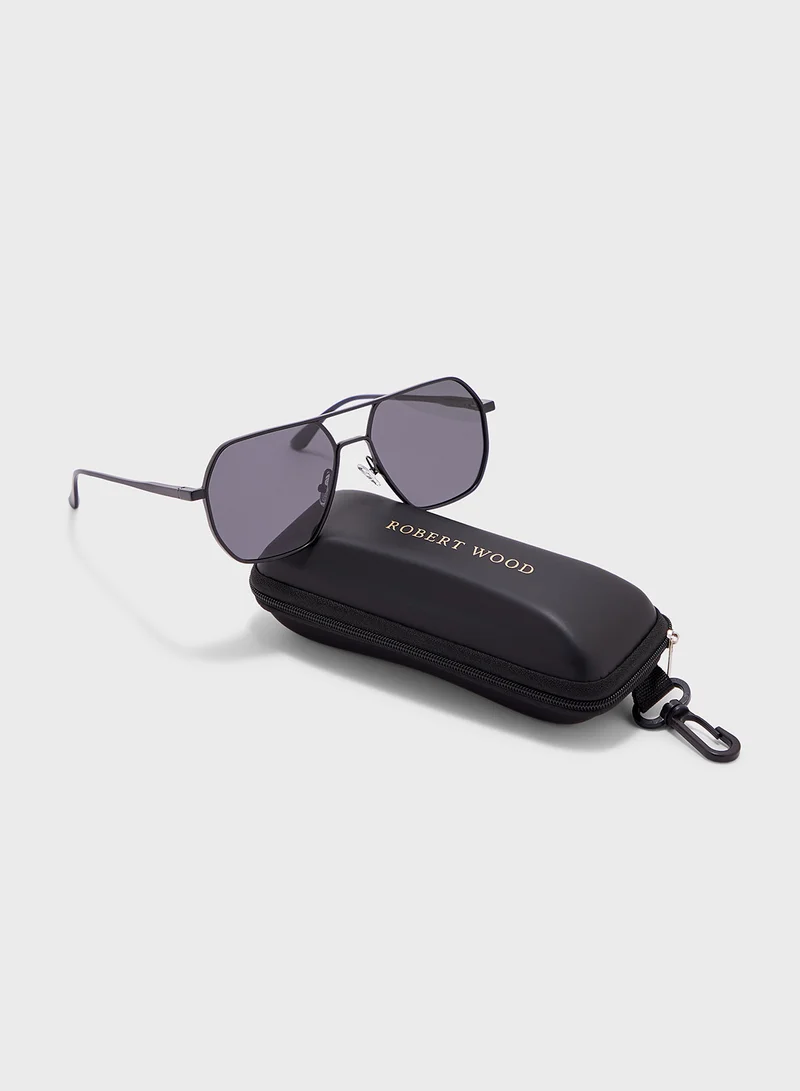 Robert Wood Polarized Lens Square Aviator Sunglasses