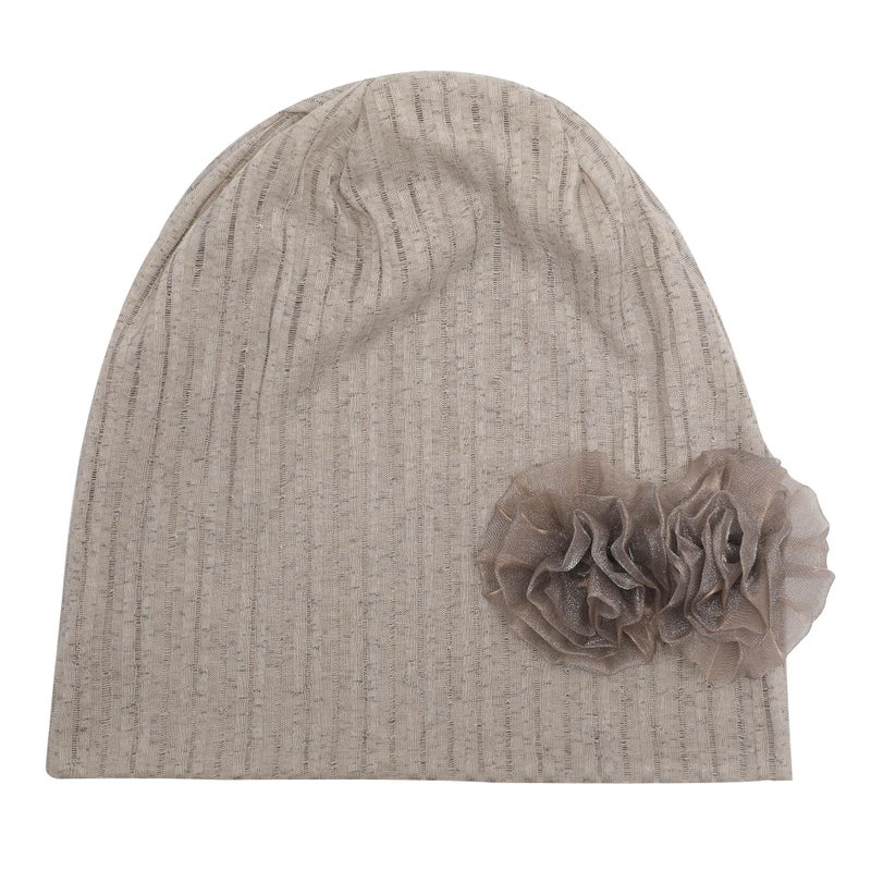 ZLYC Women Lightweight Slouchy Beanie Hat Thin Knit Skull Cap Summer Chemo Headwear, Flower Khaki - Image 5