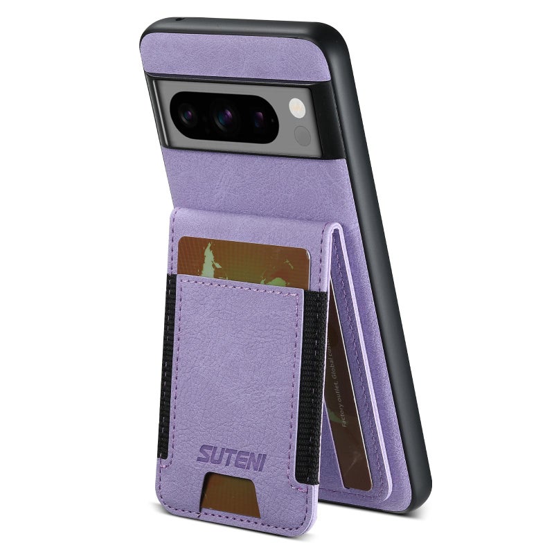 Suteni For Google Pixel 10 Pro Xl H03 Litchi Leather Card Bag Stand Back Phone Case(Purple) - Image 1