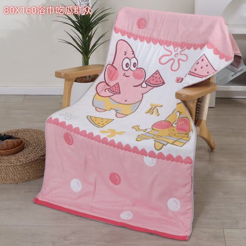New Spongebob Pure Cotton Gauze Household Thickened Class A Mother And Baby Cartoon Large Bath Towel Soft Skin-Friendly - Image 5