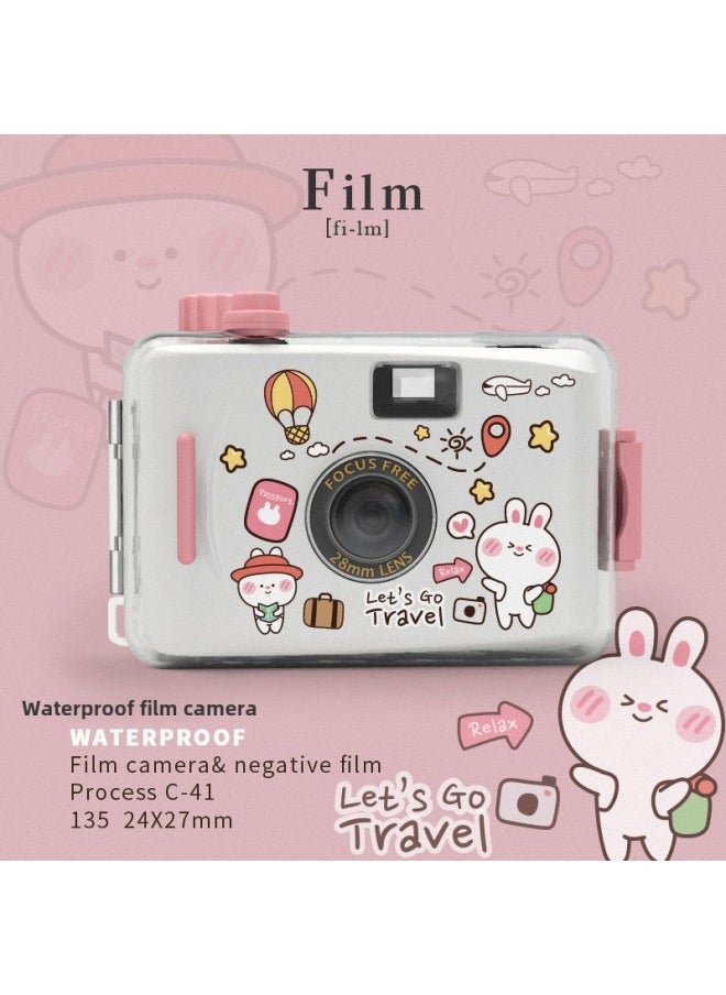 Generic Retro Fool Film Camera Non-Pole Film Machine Fool Machine Campus Camera Student Birthday Gift Female-Body Color:Official Standard Configuration - Travel Rabbit  - Image 1